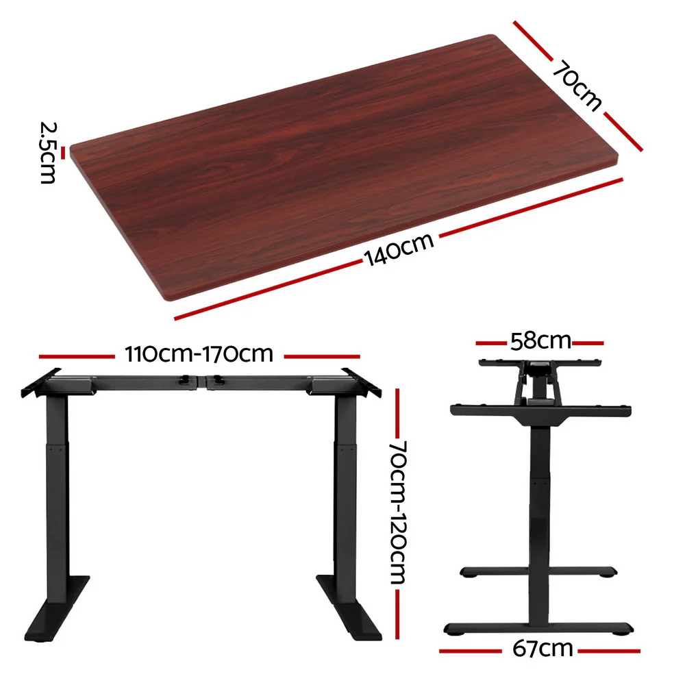 Artiss Standing Desk Motorised Dual Motor Walnut 140CM - Image 4