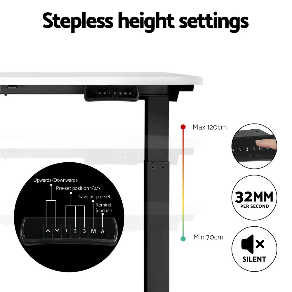 Artiss Standing Desk Motorised Dual Motor White 140CM - Image 7