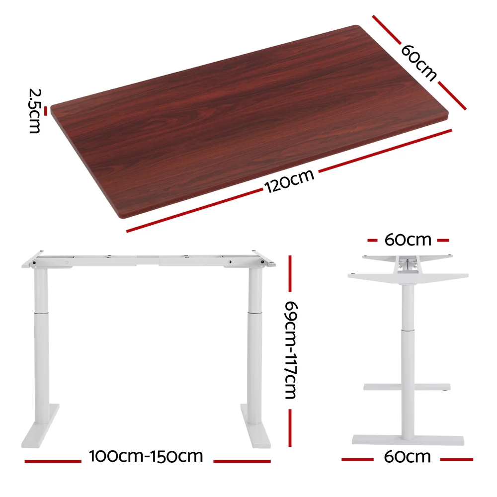 Artiss Standing Desk Motorised Electric Dual Motor 120CM Walnut - Image 4