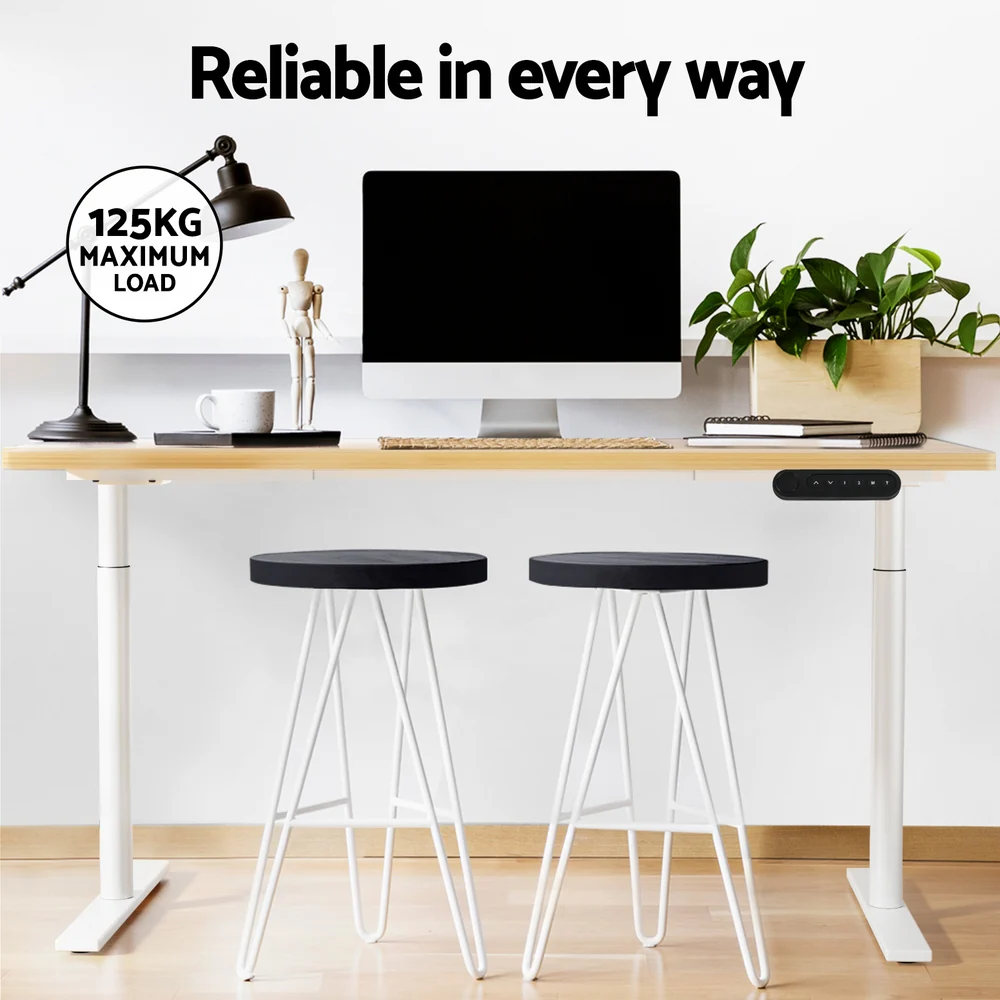 Artiss Standing Desk Motorised Electric Dual Motor 120CM White Oak - Image 8