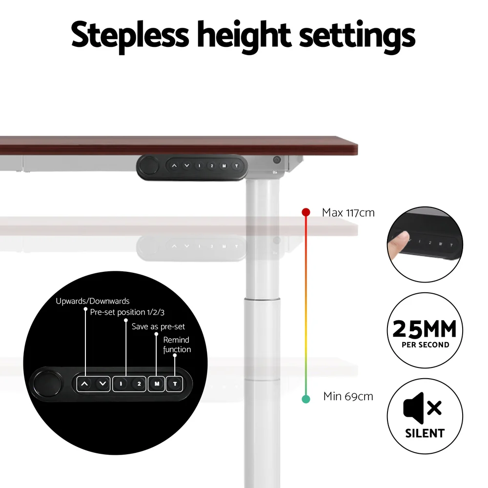 Artiss Standing Desk Motorised Electric Dual Motor 140CM Walnut - Image 7