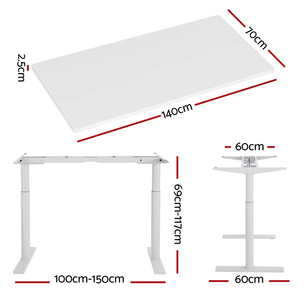 Artiss Standing Desk Motorised Electric Dual Motor 140CM White - Image 4