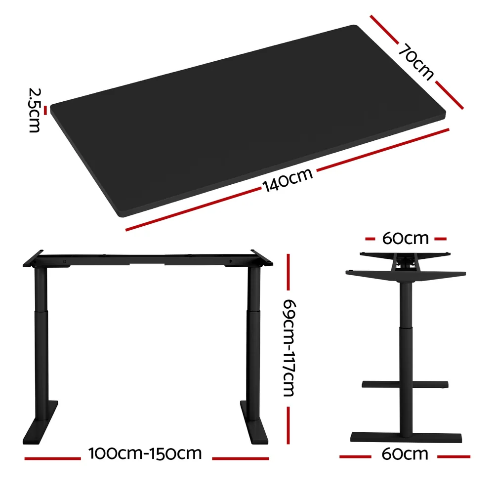 Artiss Standing Desk Motorised Electric Dual Motor Black 140CM - Image 4