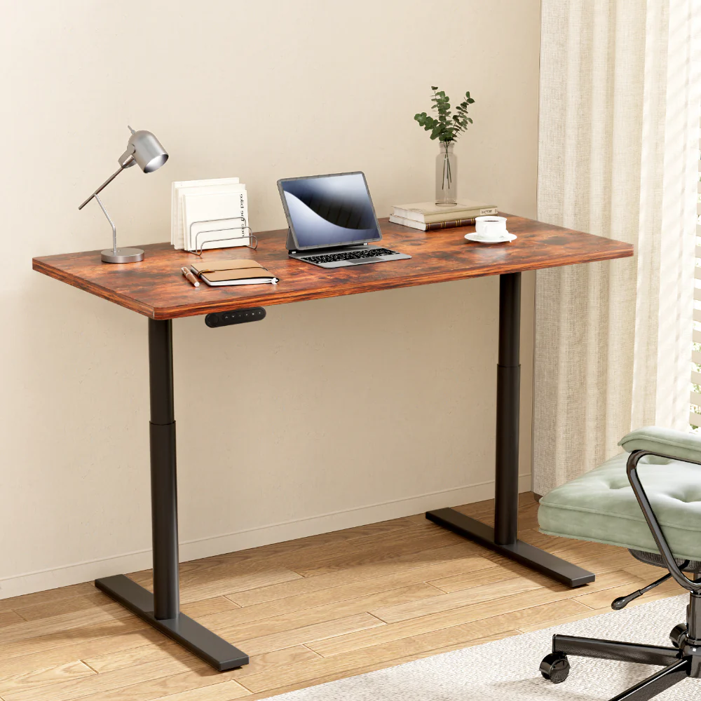 Artiss Standing Desk Motorised Electric Dual Motor Rustic Brown 140CM - Image 2
