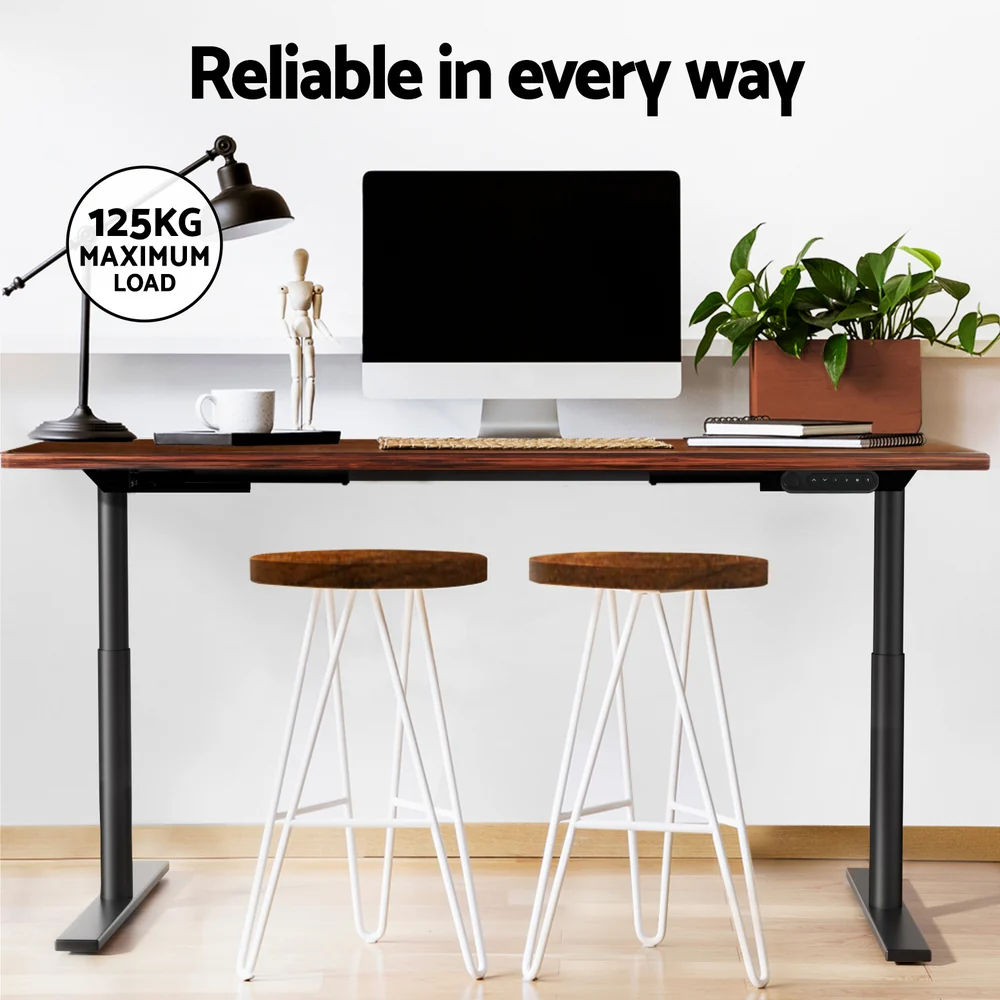 Artiss Standing Desk Motorised Electric Dual Motor Rustic Brown 140CM - Image 8