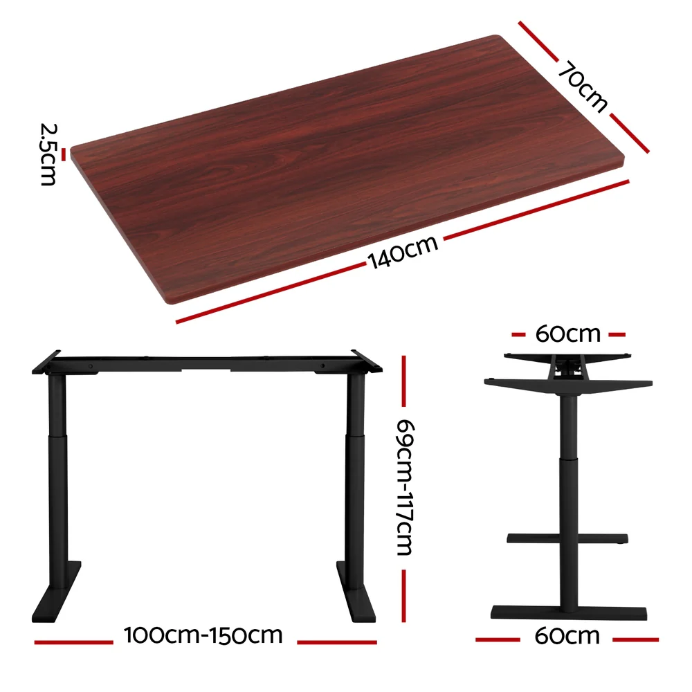 Artiss Standing Desk Motorised Electric Dual Motor Walnut 140CM - Image 4