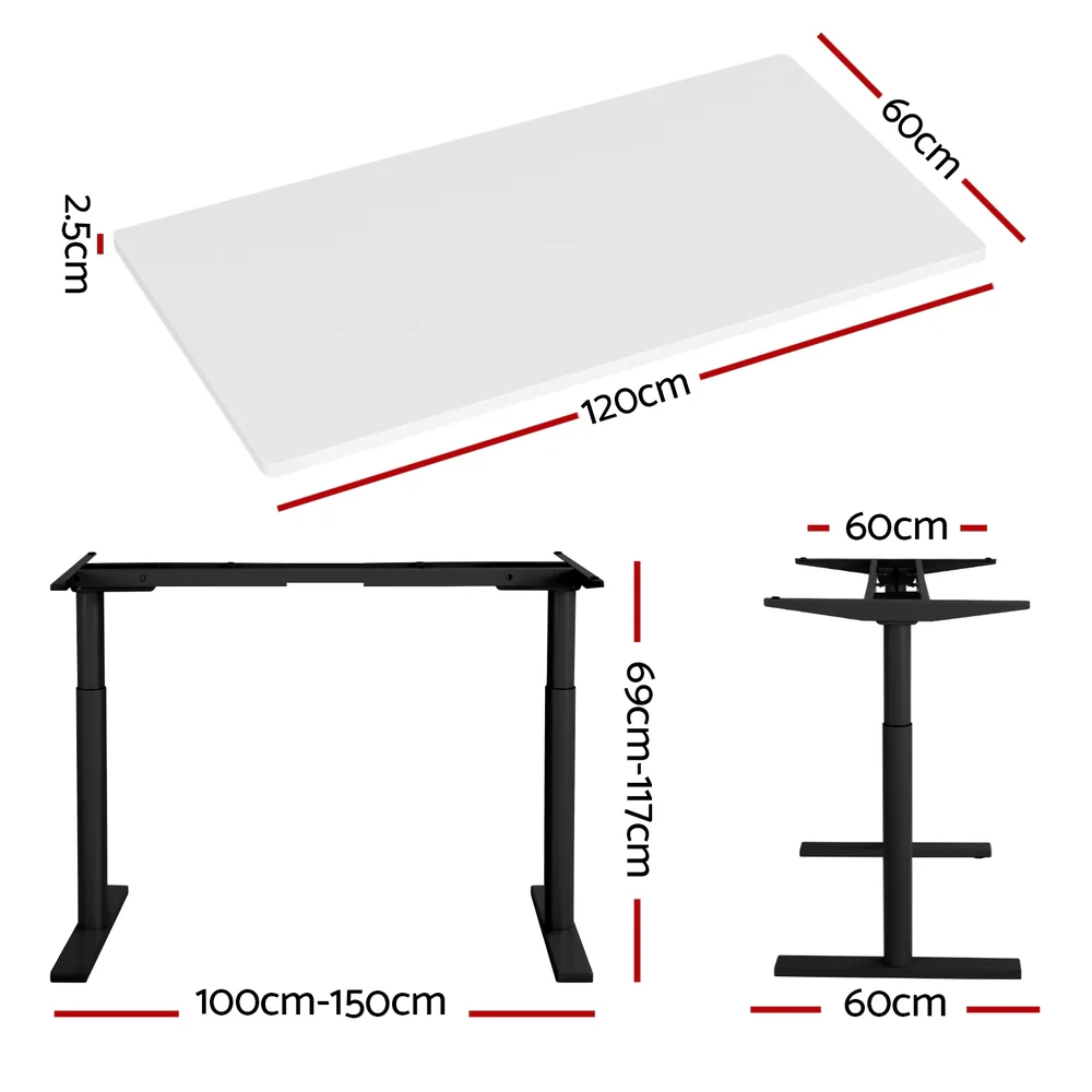 Artiss Standing Desk Motorised Electric Dual Motor White 120CM - Image 4