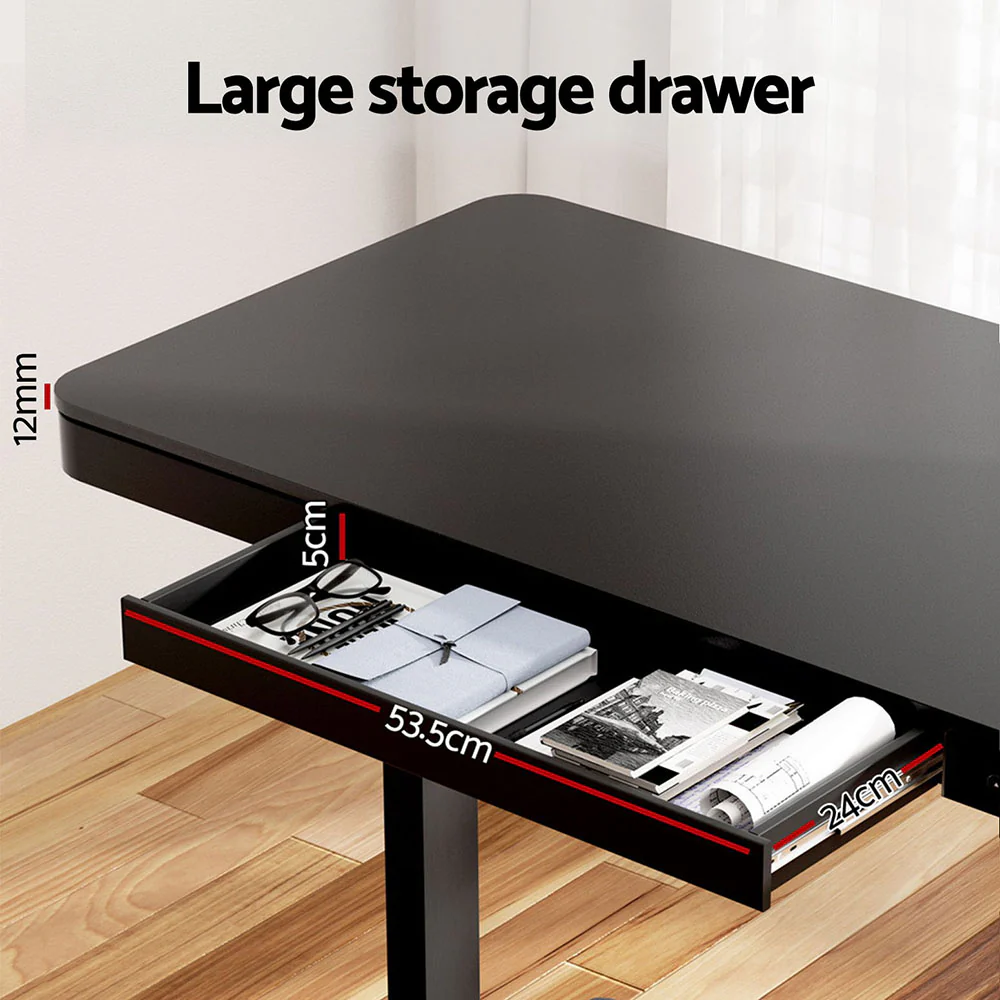 Artiss Standing Desk Motorised Electric Motor Drawer 120CM Black - Image 6