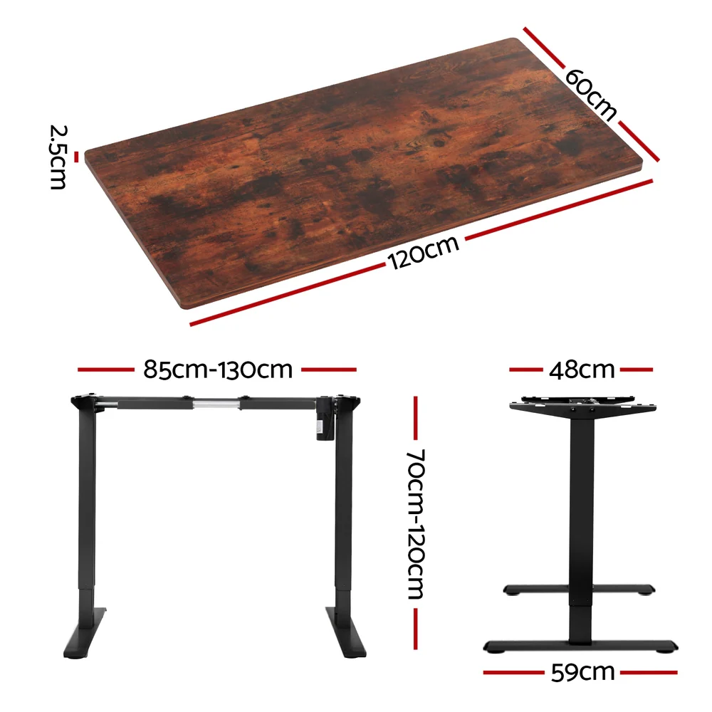 Artiss Standing Desk Motorised Rustic Brown 120CM - Image 4
