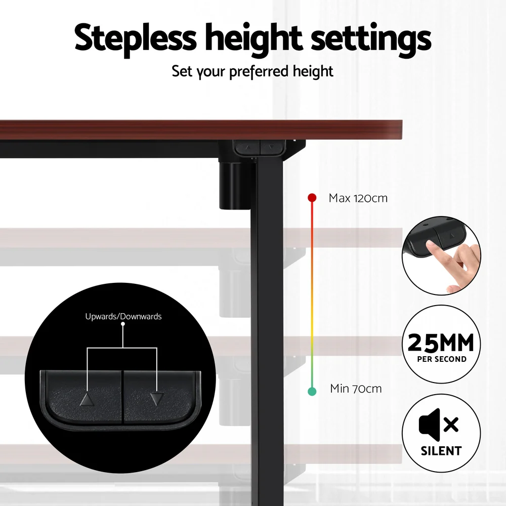 Artiss Standing Desk Motorised Walnut 120CM - Image 7