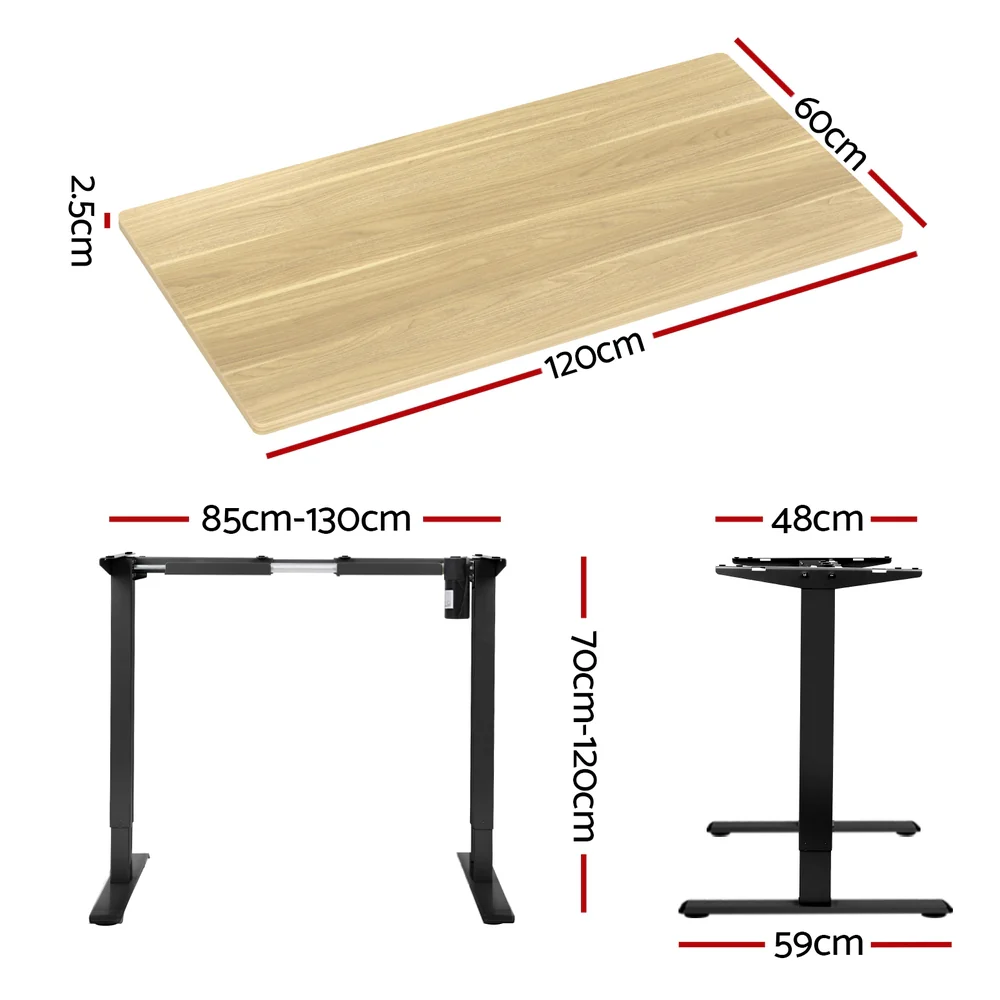 Artiss Standing Desk Motorised White Oak 120CM - Image 4