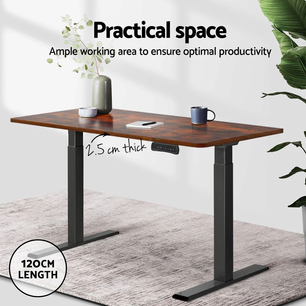 Artiss Standing Desk Top Rustic Brown 120CM - Image 6