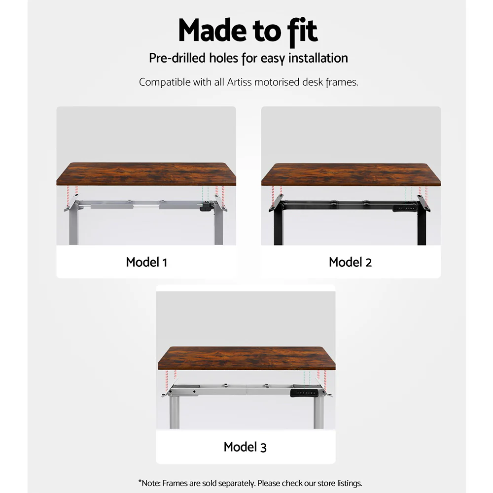 Artiss Standing Desk Top Rustic Brown 140CM - Image 8
