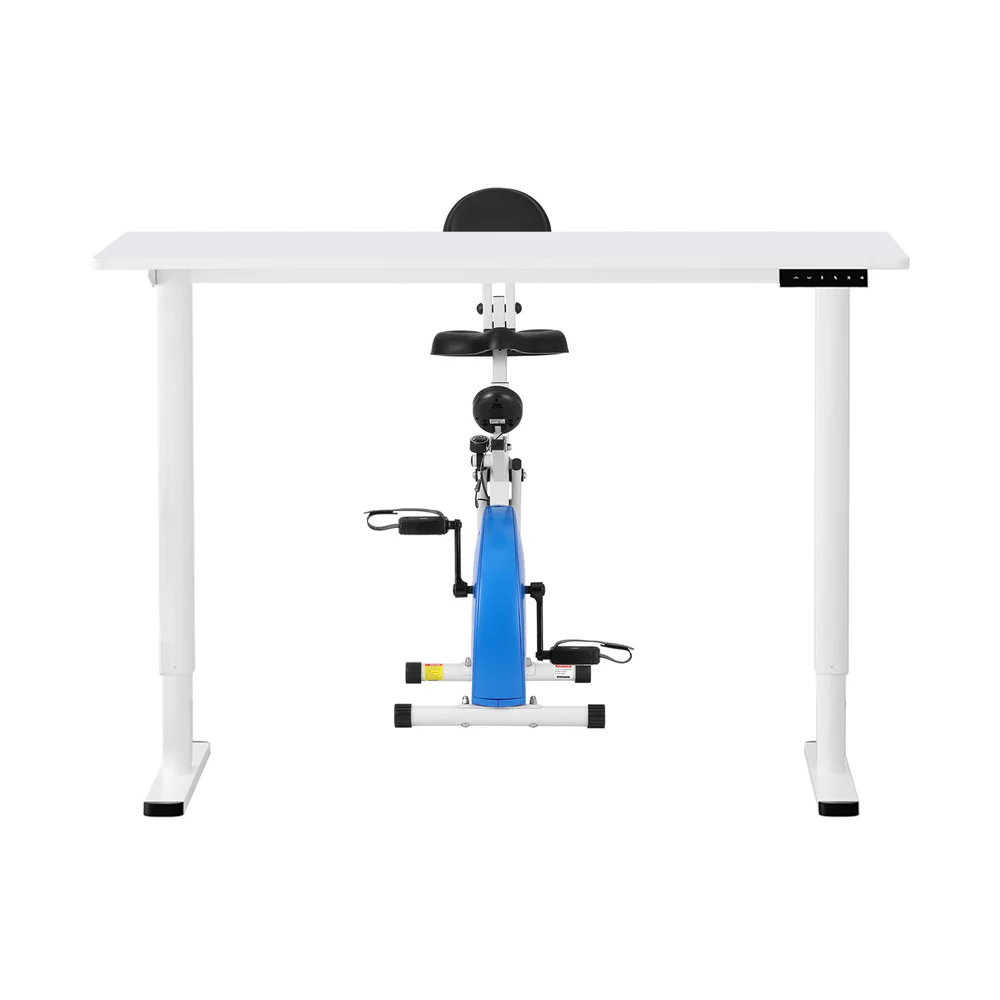 Artiss Under Desk Exercise Bike with 120cm Automatic Standing Desk Magnetic Resistance White - Image 5