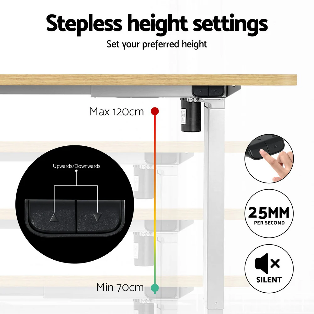 Artiss Under Desk Exercise Bike with 140cm Automatic Standing Desk Magnetic Resistance Oak - Image 9