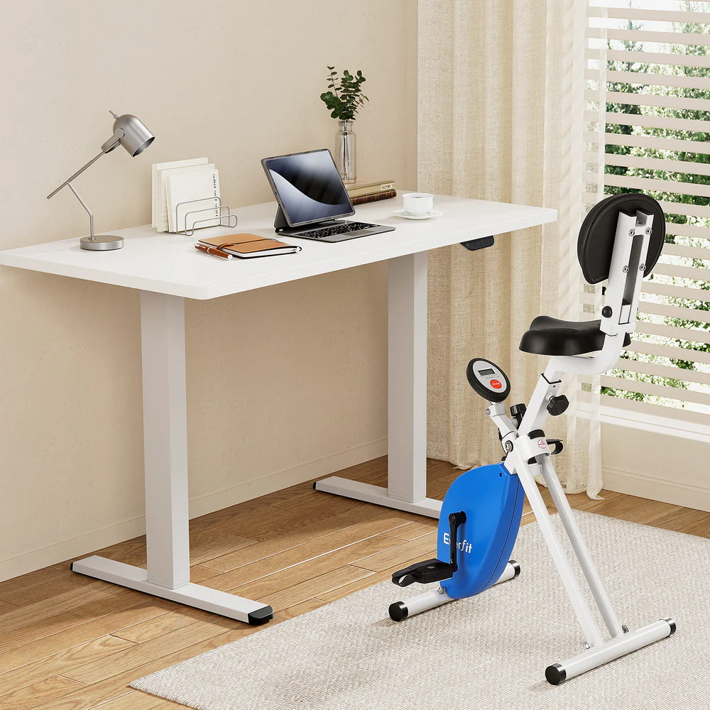 Artiss Under Desk Exercise Bike with 140cm Automatic Standing Desk Magnetic Resistance White - Image 2