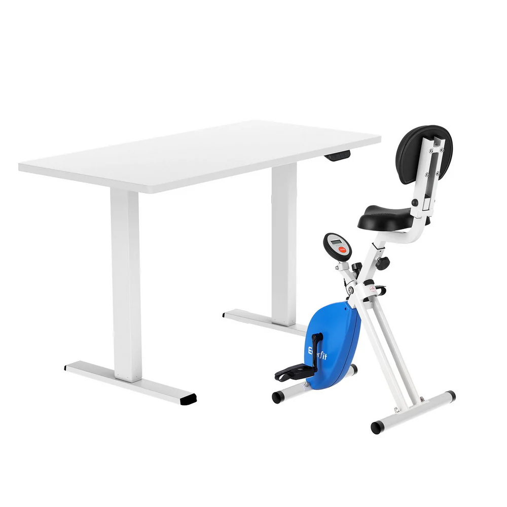 Artiss Under Desk Exercise Bike with 140cm Automatic Standing Desk Magnetic Resistance White - Image 3