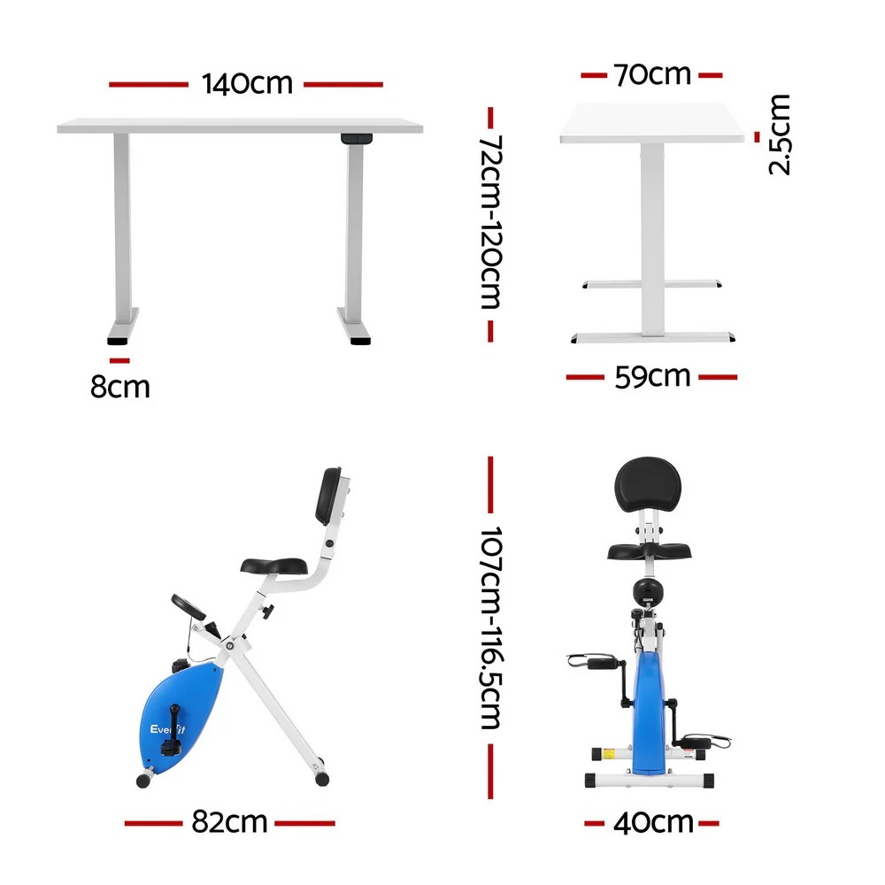 Artiss Under Desk Exercise Bike with 140cm Automatic Standing Desk Magnetic Resistance White - Image 4