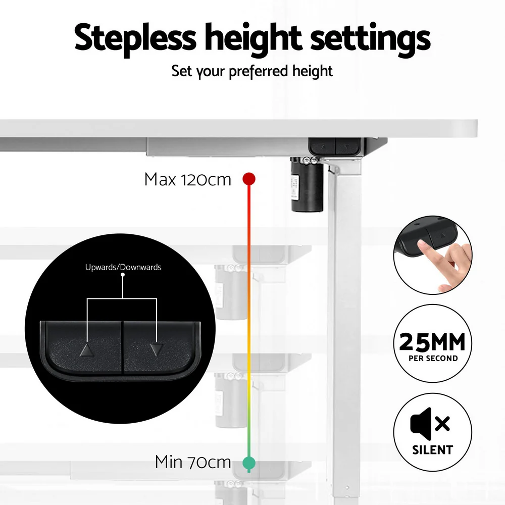 Artiss Under Desk Exercise Bike with 140cm Automatic Standing Desk Magnetic Resistance White - Image 9