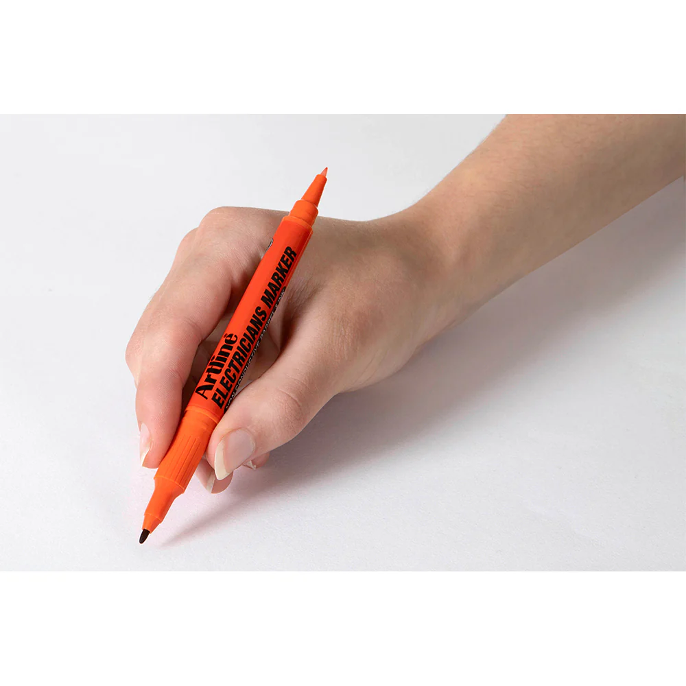 Artline Electricians Permanent Marker 1/4mm Dual Nib (Orange) [12-Pieces] - Image 3