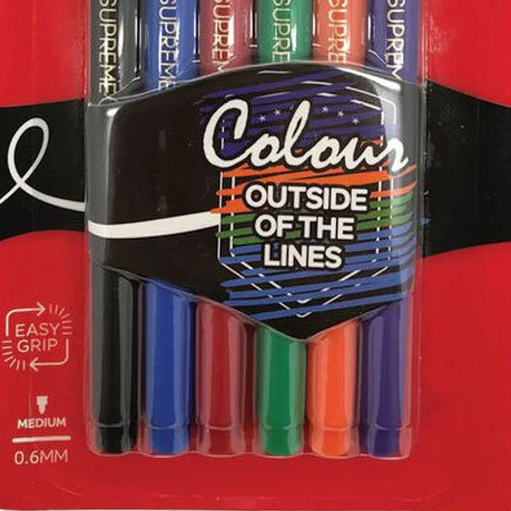 Artline Supreme 0.6mm Colouring Pens [Assorted Colours] (6-Pack) - Image 2