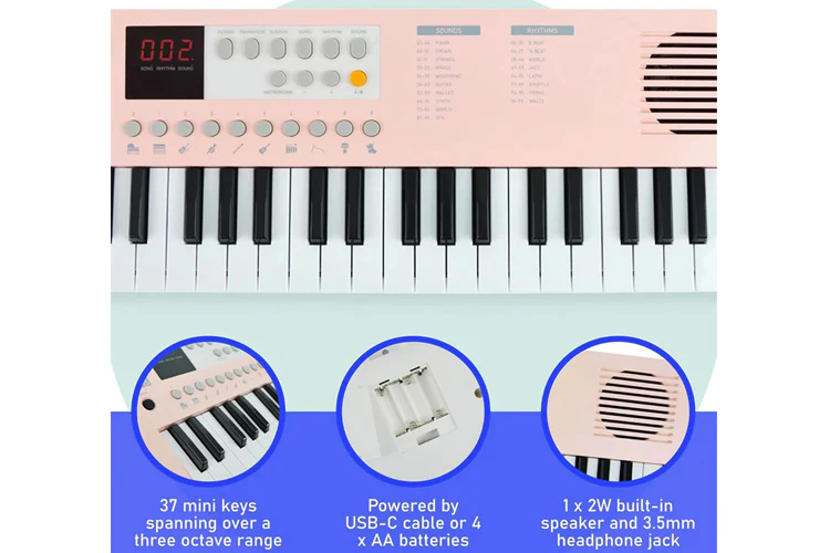 Axus Mini Keyboard 37 Key Keyboard (Pink) - Image 2