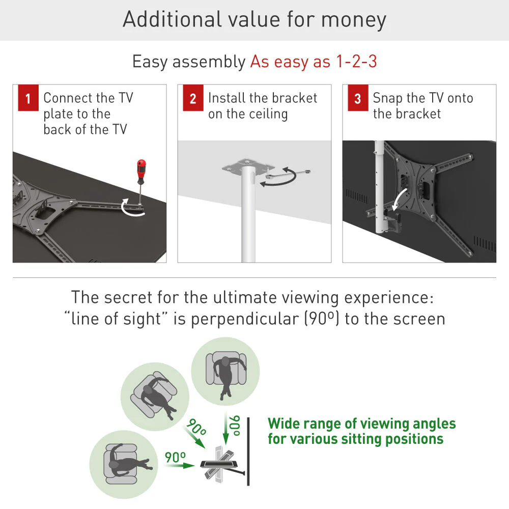 Barkan 13" - 86" Long TV Ceiling Mount 4500L - Image 8
