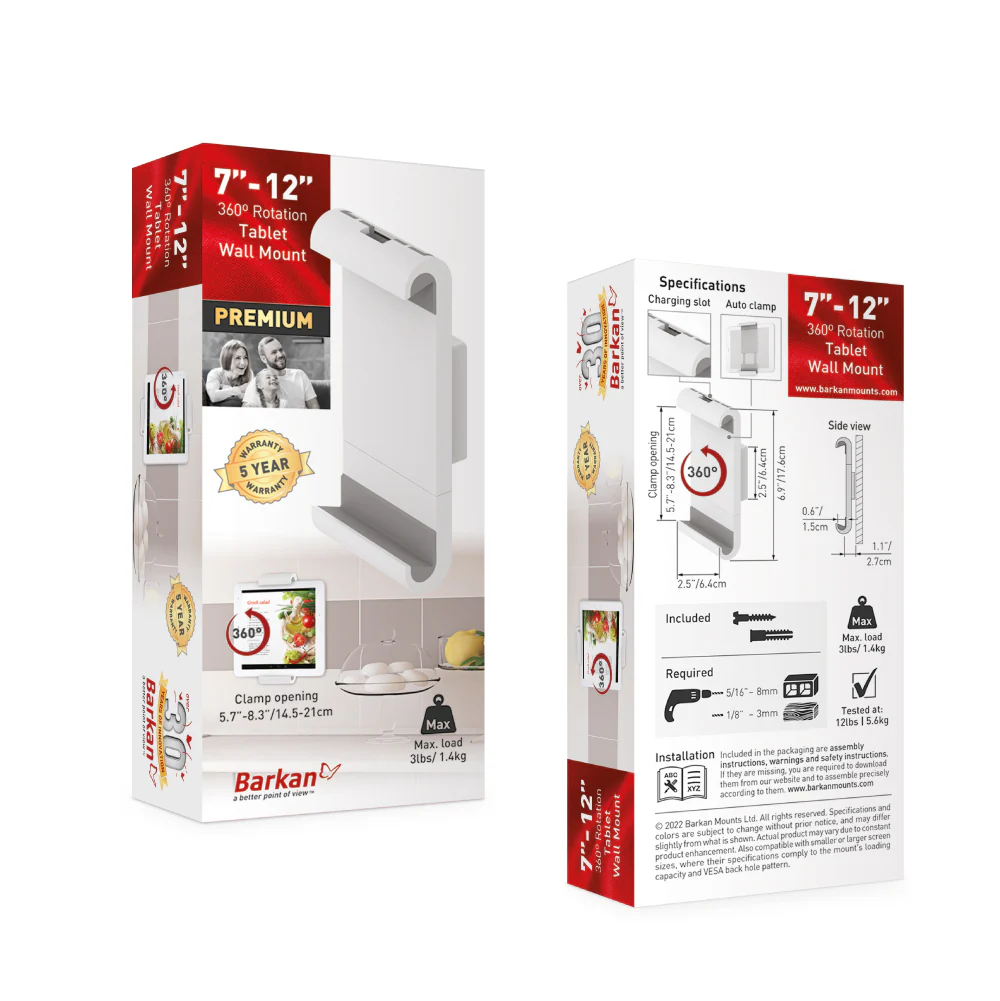 Barkan 7" - 12" 360-Degree Rotation Tablet Wall Mount - Image 6