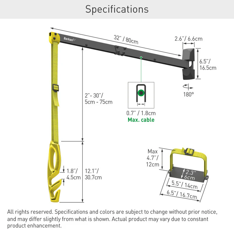 Barkan EV80WN 80cm Protective EV  Charging Cable Wall Arm - Image 3