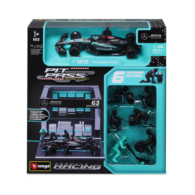 Bburago 1/43 Mercedes #63 Russell Pit Pass Diorama - Image 2