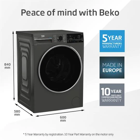 Beko BFLB904ADG 9kg Auto Dose Front Load Washing Machine (Graphite) - Image 11