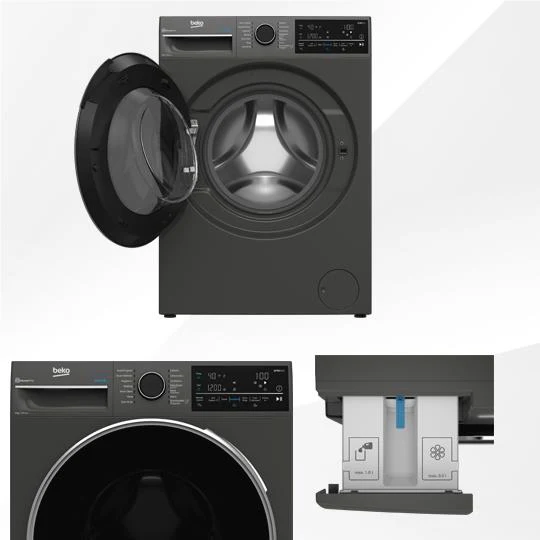 Beko BFLB904ADG 9kg Auto Dose Front Load Washing Machine (Graphite) - Image 3