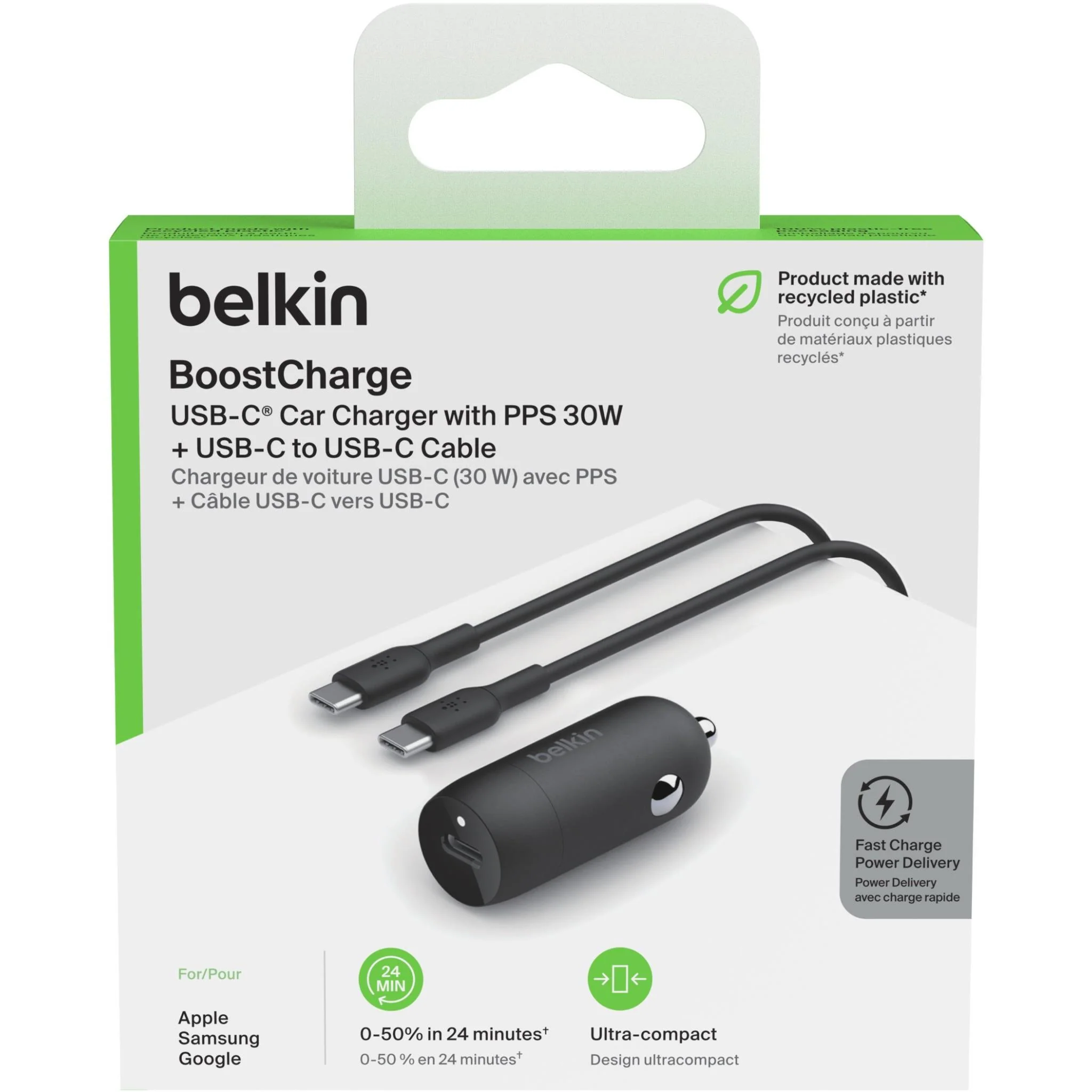 Belkin Boostcharge 30W USB-C PD Car Charger with USB-C to USB-C Cable - Image 6