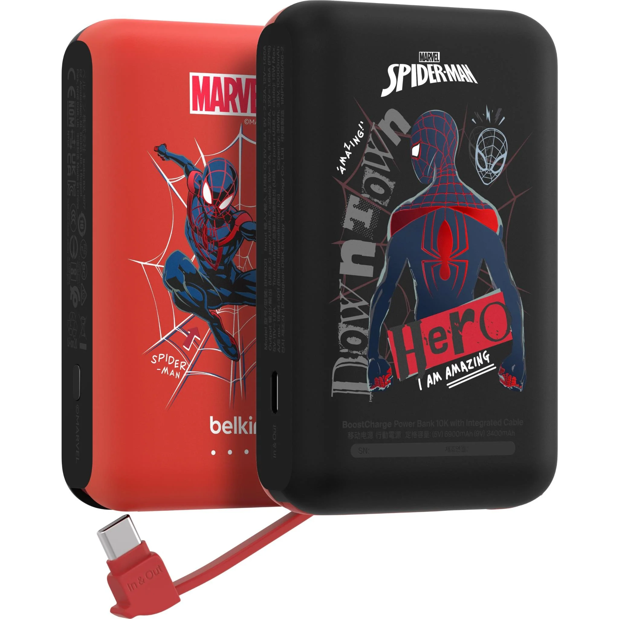 Belkin BoostCharge Power Bank 10K with Integrated Cable (Disney Collection: Marvel Spider-Man) - Image 2