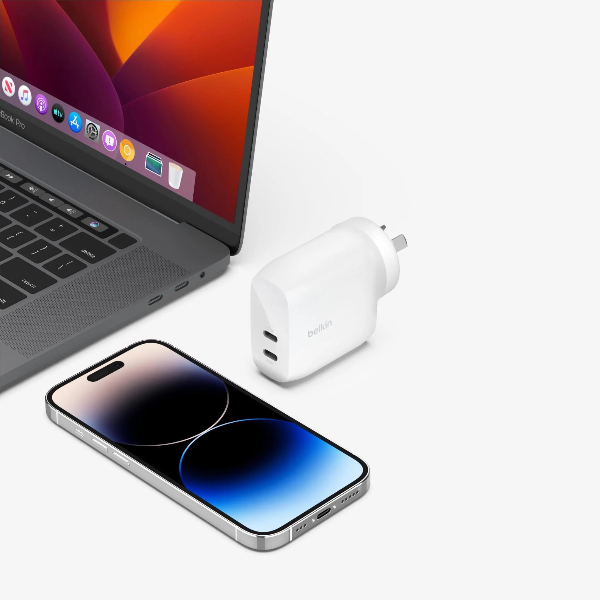 Belkin BoostUp Charge Dual USB-C Wall Charger with PPS 60W (White) - Image 5