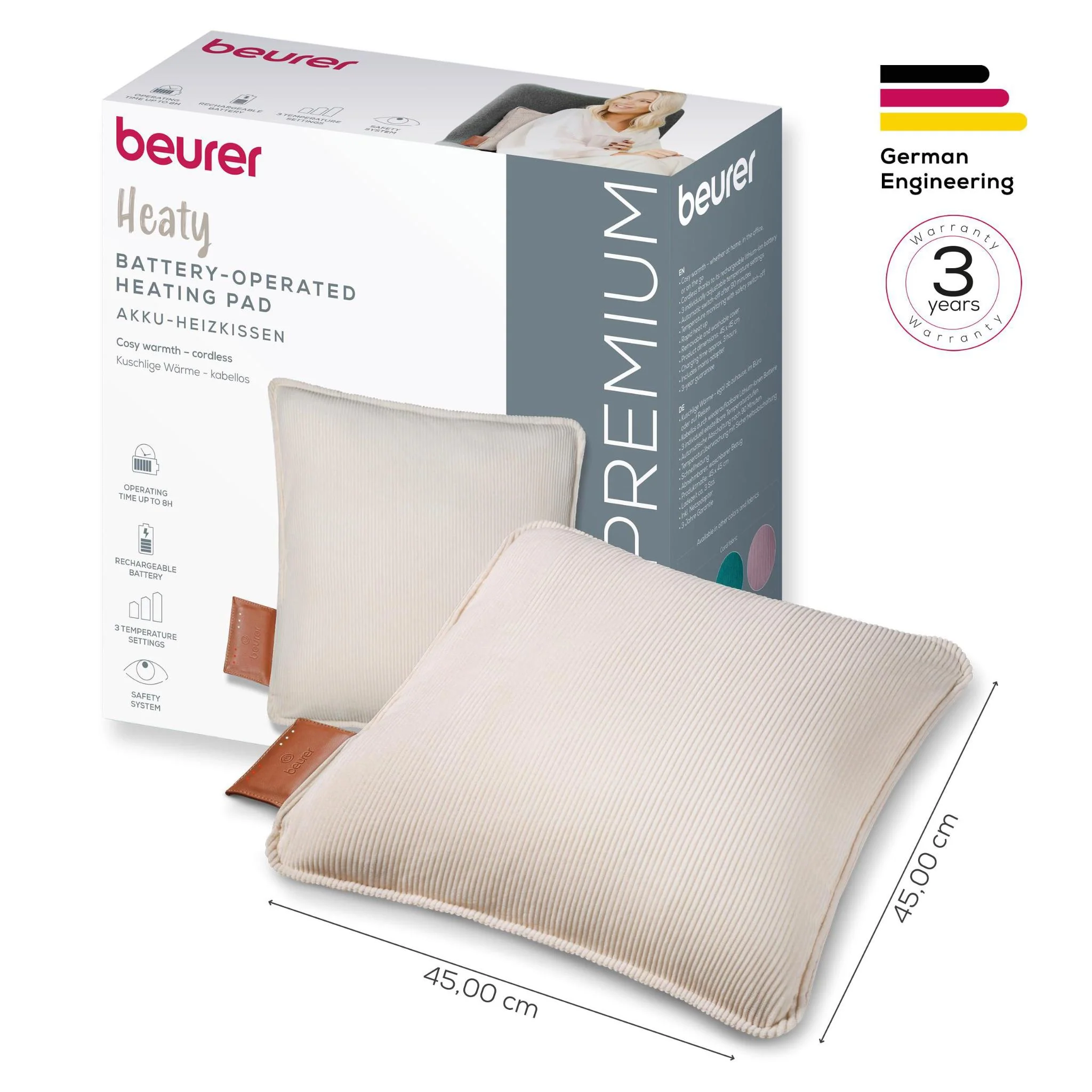 Beurer HK77 Heaty: Rechargeable Heated Cushion (Cashmere Crème) - Image 9