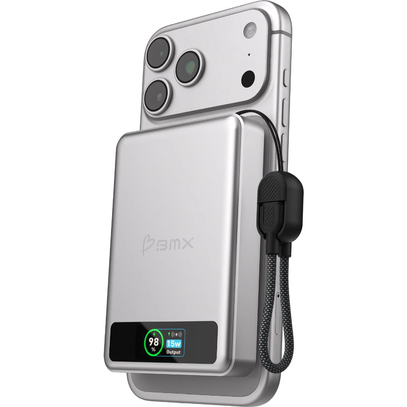 BMX SolidSafe 10K Solid-State Magnetic Power Bank (Silver) - Image 3