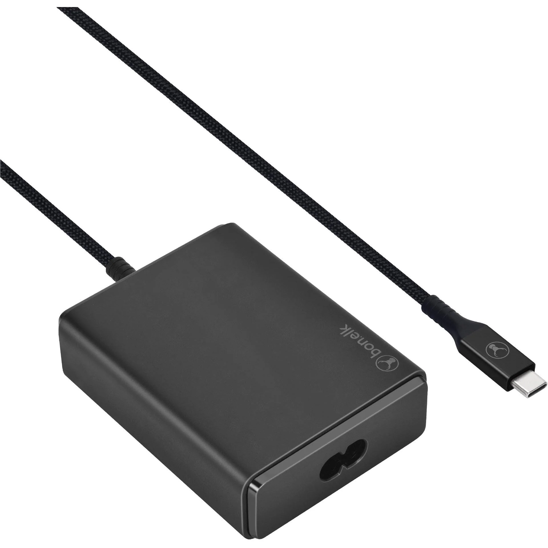 Bonelk Long-Life 100W PD GaN Desktop Charger with In-built USB-C Cable 1.5m (Black)
