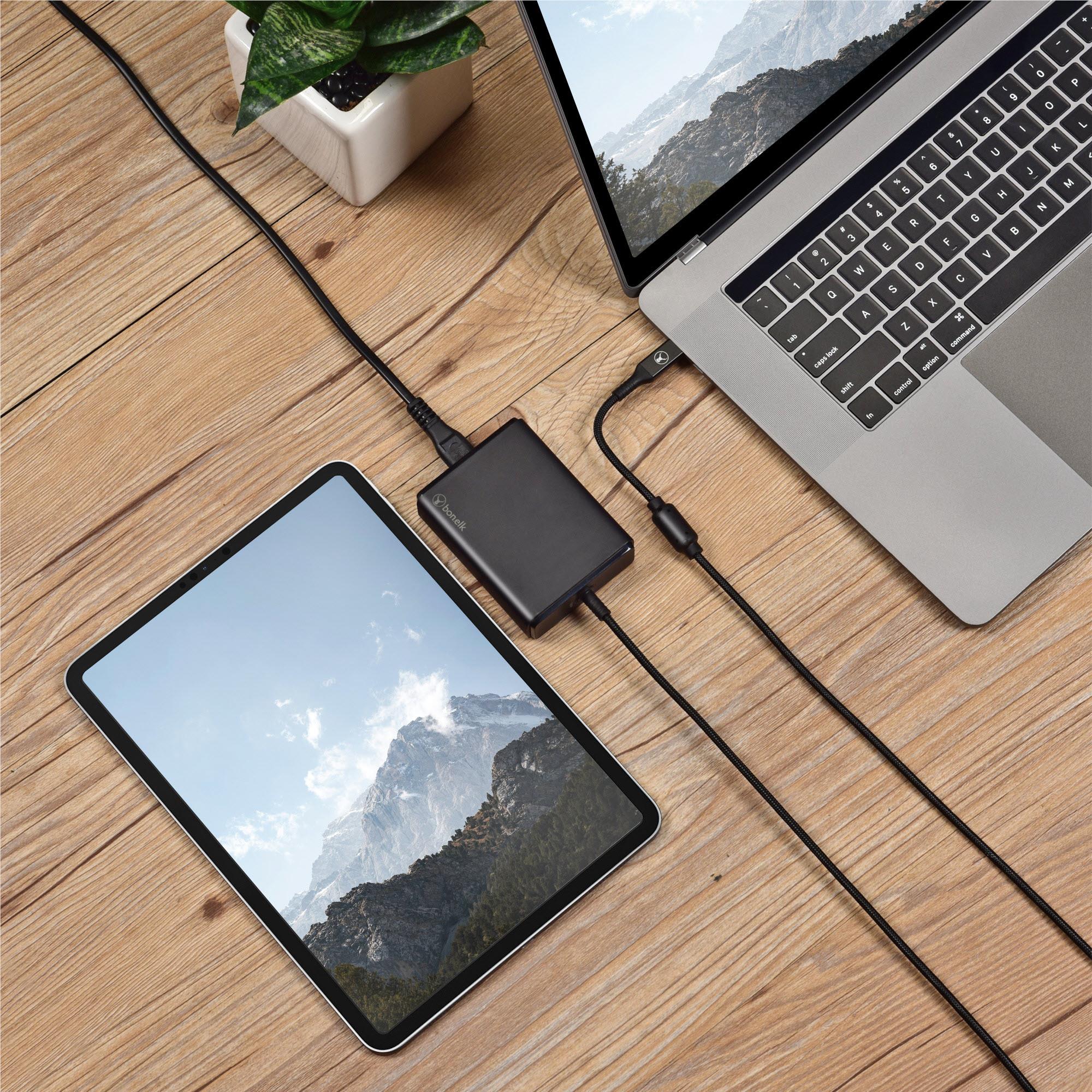 Bonelk Long-Life 100W PD GaN Desktop Charger with In-built USB-C Cable 1.5m (Black) - Image 7