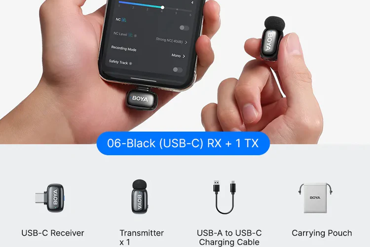 BOYA Mini 2 Dual Wireless Microphone - USB-C (Black) - Image 2
