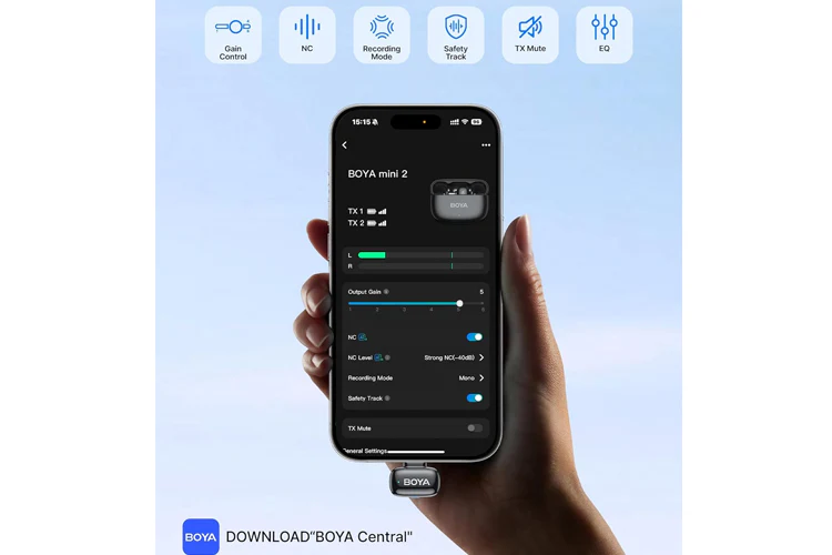 BOYA Mini 2 Wireless Microphone USB-C (Black) - Image 2