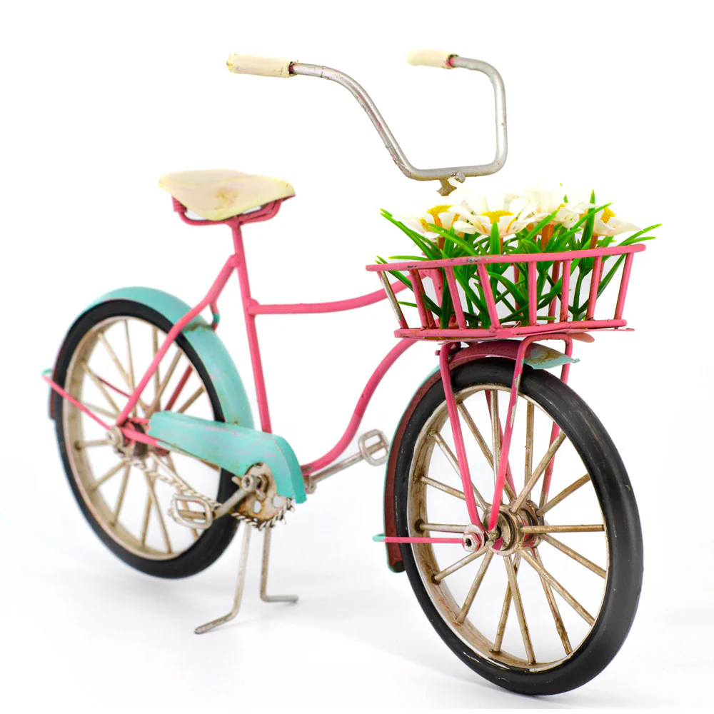 Boyle Metal Bicycle Ornament Home Decor Handmade with Flower Basket 31cm