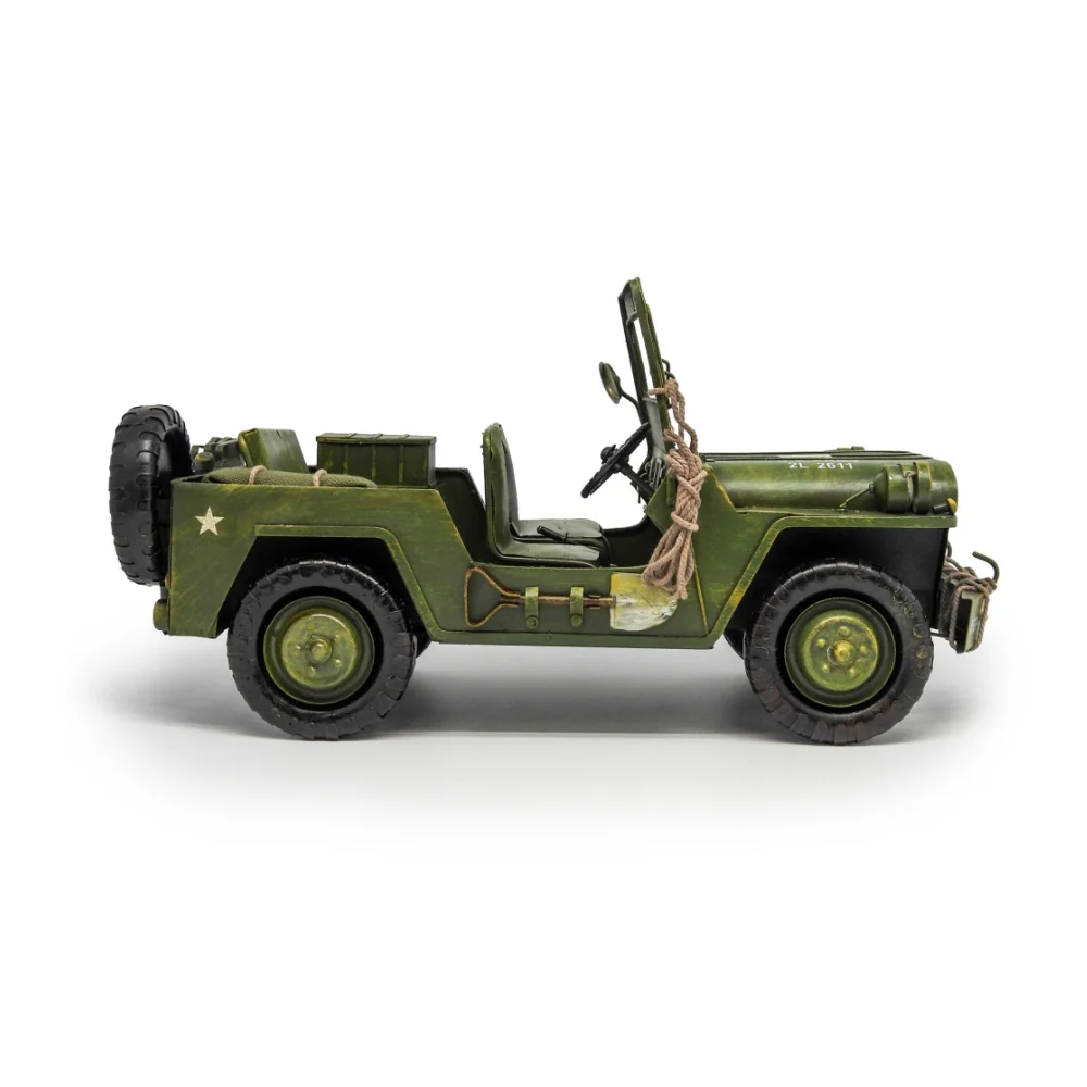 Boyle Metal Ornament Figurine Army Jeep Truck 38x18cm (Green) - Image 2