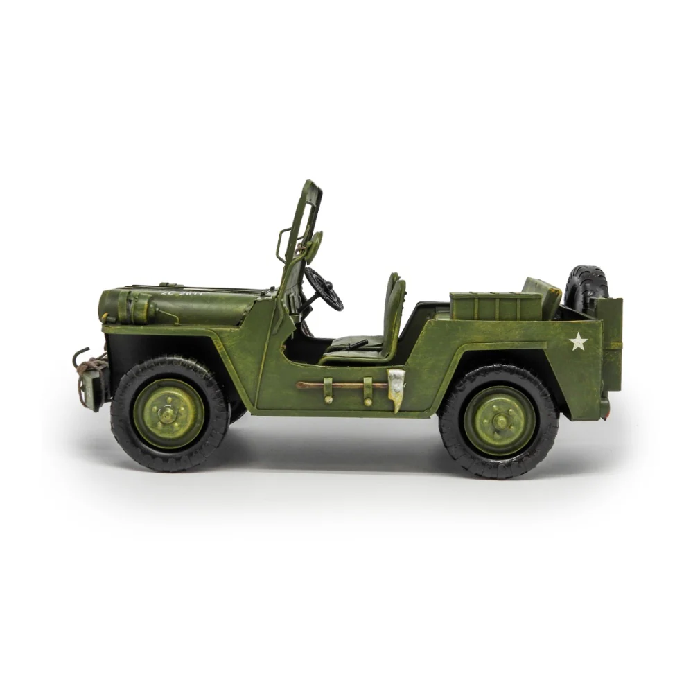 Boyle Metal Ornament Figurine Army Jeep Truck 38x18cm (Green) - Image 4