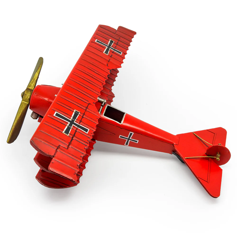 Boyle Metal Ornament Home Decor Collectible Baron Plane 37.5x39x14.5cm (Red) - Image 6
