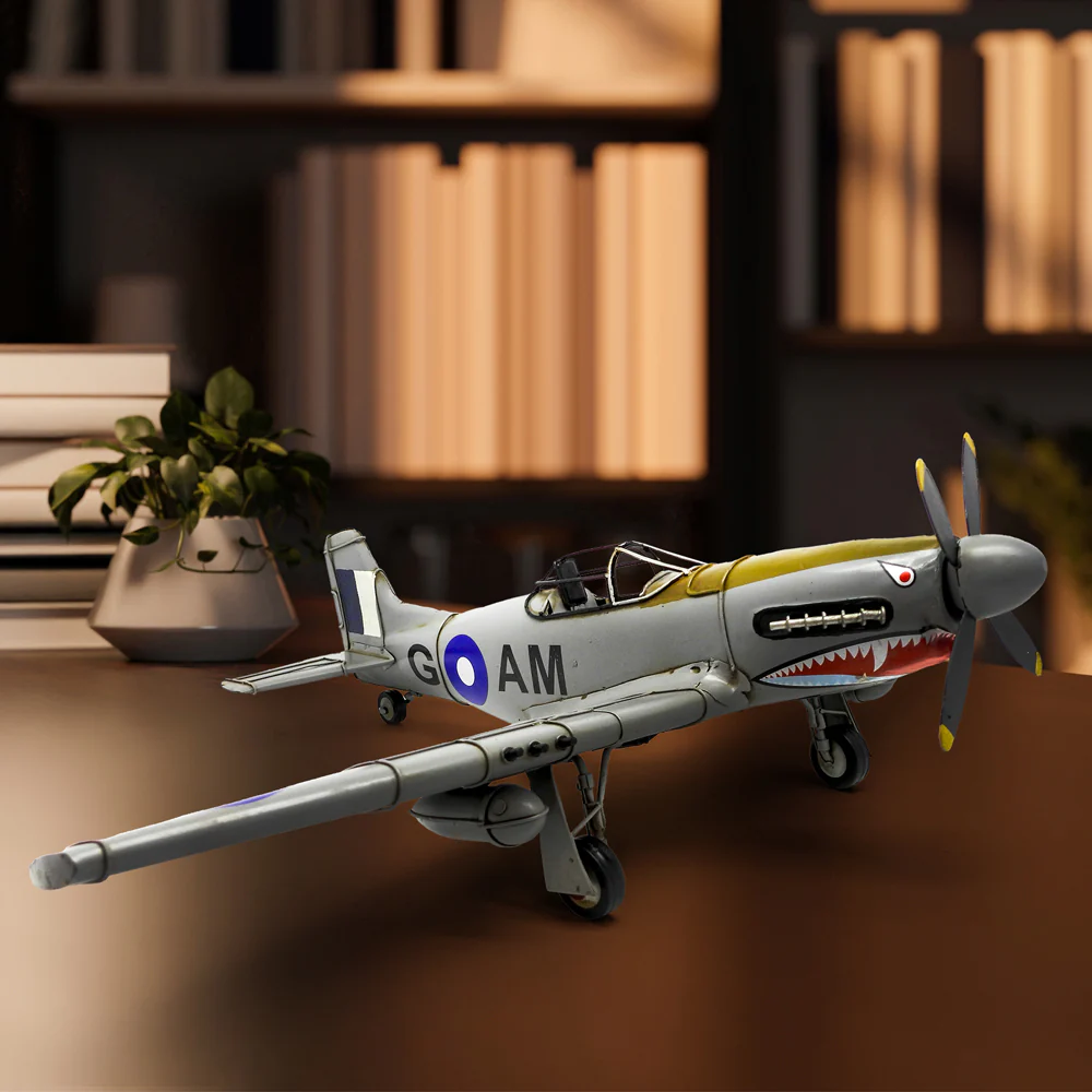 Boyle Metal Ornament Home Decor Collectible Mustang Shark Teeth Plane 50x43x20cm - Image 7