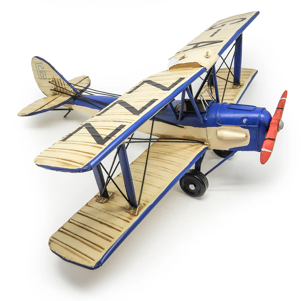 Boyle Metal Ornament Home Decor Collectible Tiger Moth Plane 50x48x18.5cm (Blue/White) - Image 2