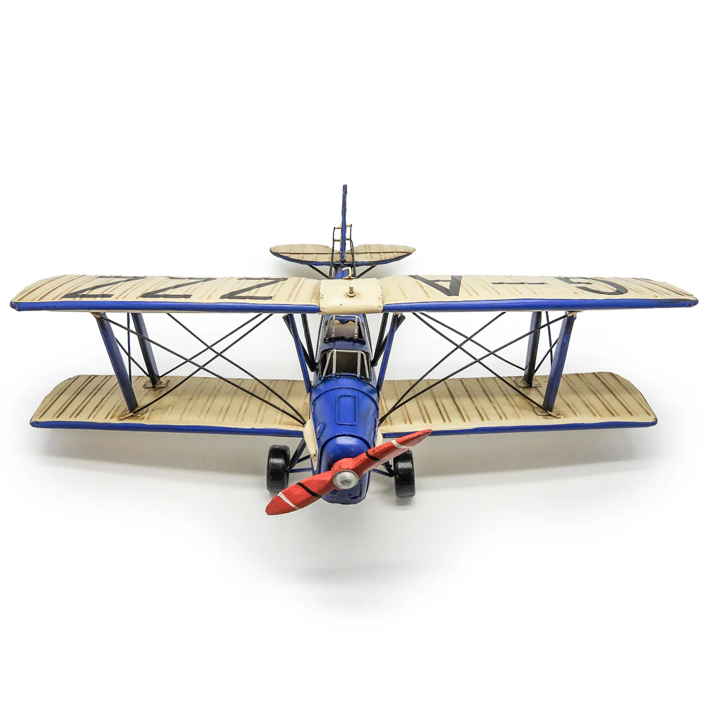 Boyle Metal Ornament Home Decor Collectible Tiger Moth Plane 50x48x18.5cm (Blue/White) - Image 4