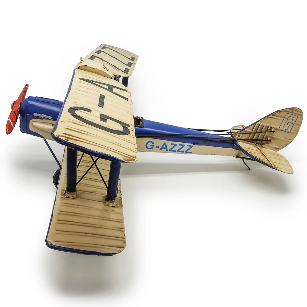 Boyle Metal Ornament Home Decor Collectible Tiger Moth Plane 50x48x18.5cm (Blue/White) - Image 5