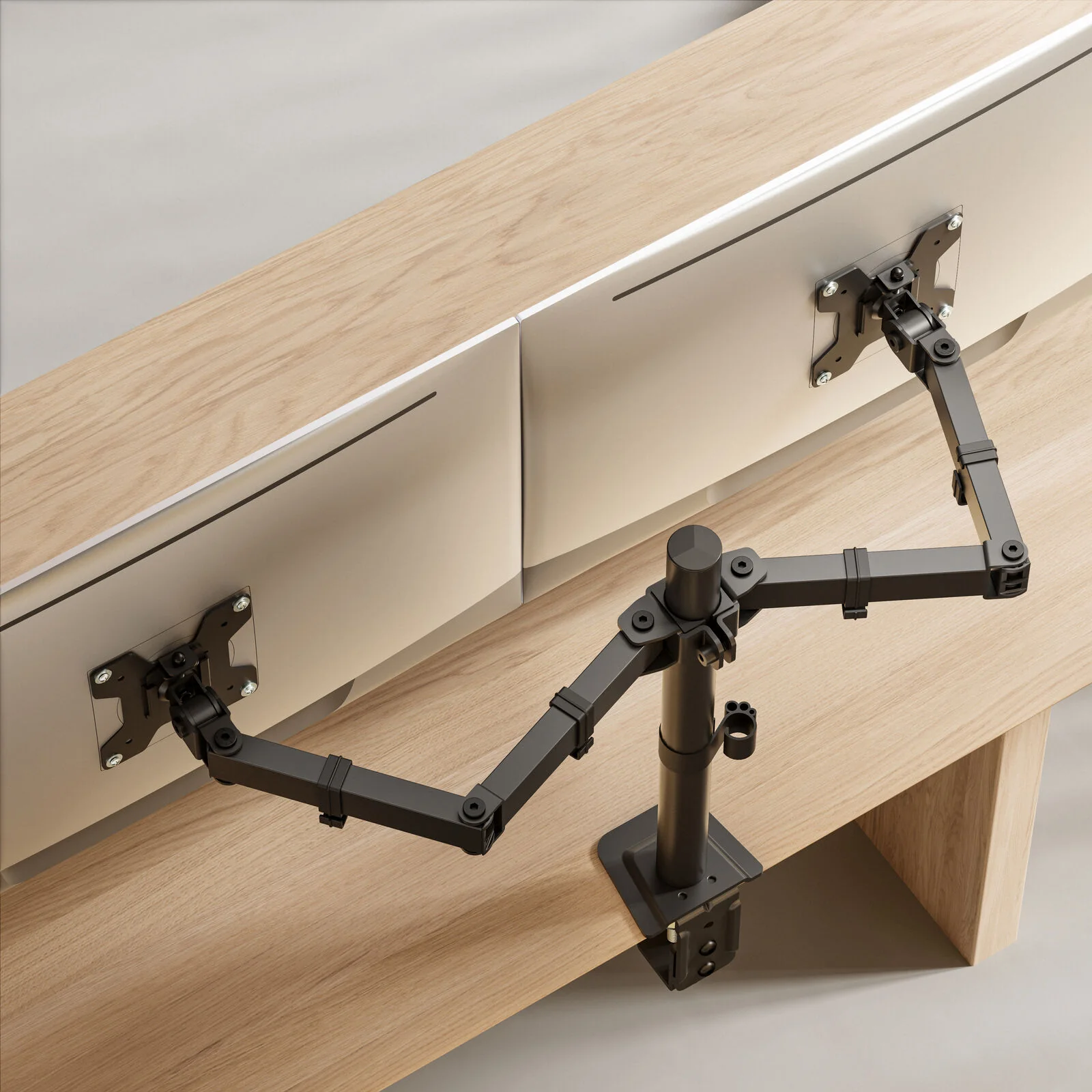 BR HOME Dual Screen Monitor Arm for 17-32" Displays Screen Holder Mount VESA (Matte Black) - Image 2